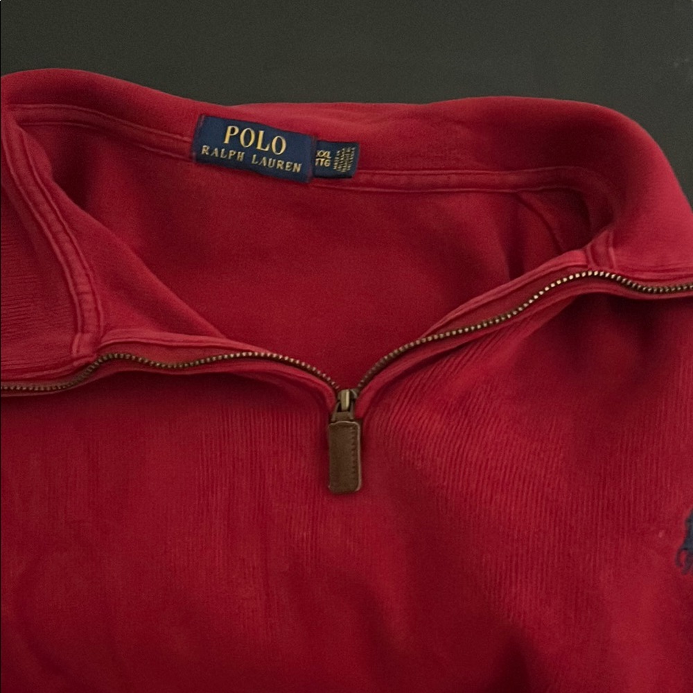 Polo Ralph Lauren Red Quarter-Zip Pullover worn 1 time